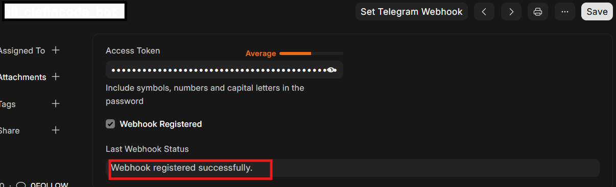 Telegram Bot set webhook