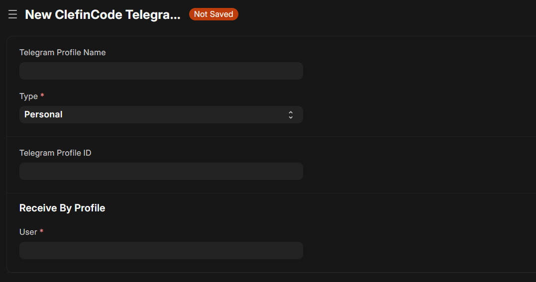 Telegram profile setup